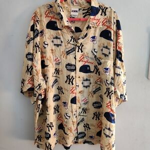CSA Vintage New York Yankees Baseball Hawaiian Button Down Shirt Sx 3XL